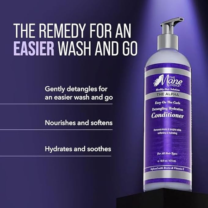 THE MANE CHOICE THE ALPHA EASY ON THE CURLS HYDRATION CURLY HAIR CONDITIONER, NOURISHING DETANGLING CONDITIONER ENRICHED WITH BIOTIN & VITAMIN E, SULFATE & PARABEN-FREE, 16 OZ - Image 3